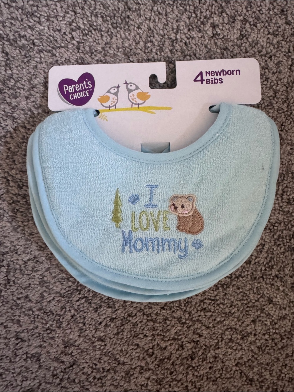 Parent's Choice Light Blue Newborn Bibs - 4 Pack